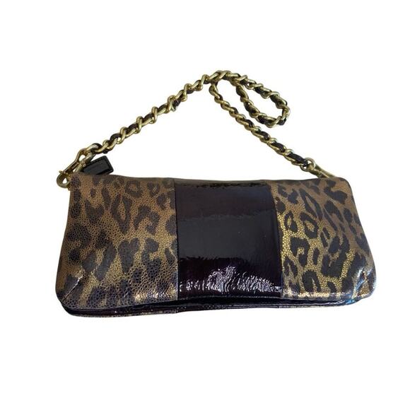 Coach Kristin Metallic Leo Leopard Leather Clutch - Picture 3 of 11